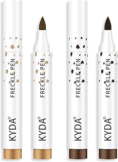 KYDA 2 Colors Freckle Pen,Natural Lifelike Freckle Makeup Pen Magic Freckle Color,Waterproof Longlasting Soft Dot Sopt Pen,for Natural Effortless Sunkissed Makeup-Dark Brown&Light Brown