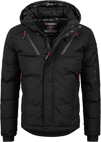 Geographical Norway H-240 Men's Winter Jacket Quilted Jacket Hiking Jacket  Hood - Black - XXX-Large : Amazon.co.uk: Clothing