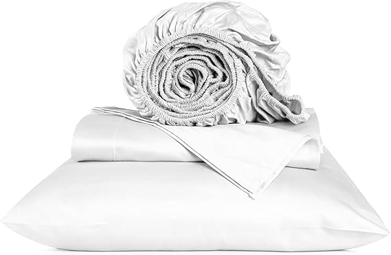 URBANHUT 800 Thread Count Egyptian Cotton Sheets Twin Size, Long Staple Sheets Set for Twin Size Bedding, 3 Pc Bed Sheet Sets, Luxury Hotel Sateen Sheets Fits 16" Deep Pocket - White