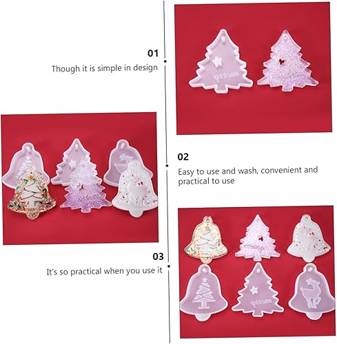 Miniatura 9 de LALAFINA 24 Pcs Christmas Silicone Molds Candle Making Christmas Resin Silicone Molds Christmas Tree Ornament Xmas Pendant Resin Crystal Pendant