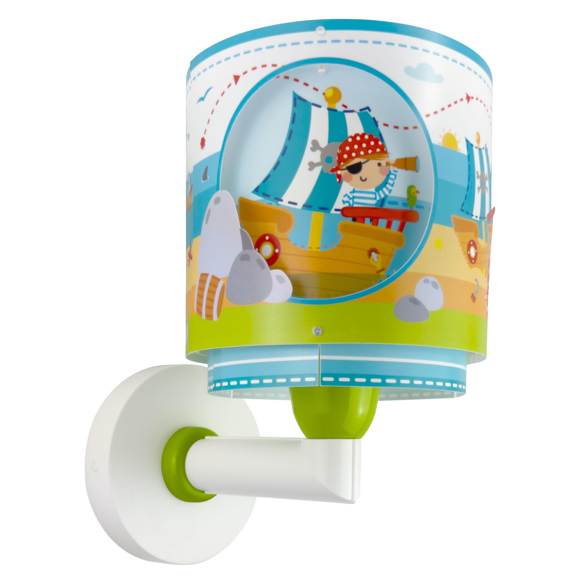 Dalber Lámpara Aplique Pared Infantil Isla Pirata | Lámpara aplique de pared con instalación directa a la corriente o mediante cable con interruptor incluido.