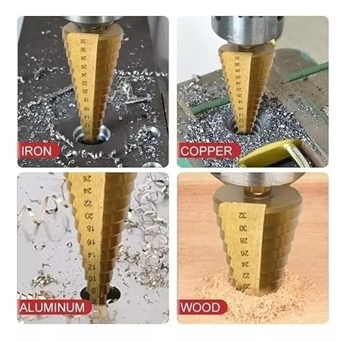 Kit 6 Brocas Escalonadas Cônicas De Titanium Hss Com Estojo