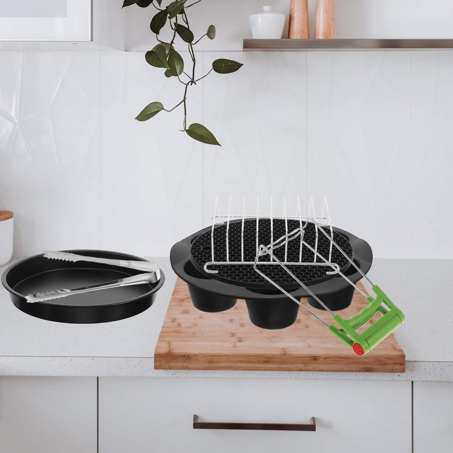 9pcs 8 Air Fryer Accessories Set Food Grade Baking Pans for Pizza Cupcakes and More Versatile Kitchen Tools for Healthy Cooking and Easy Cleanup Random Color