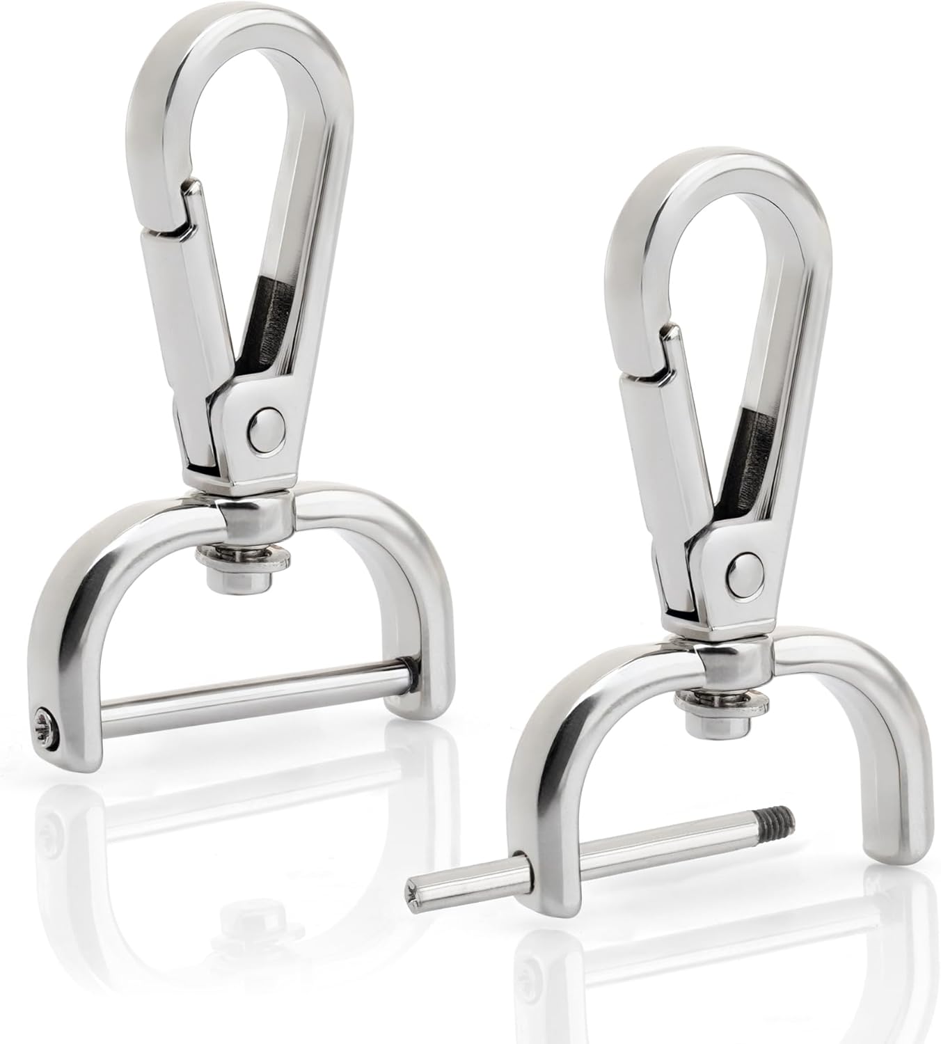 CRAFTMEMORE 2pcs Detachable Snap Hook Swivel Clasp w/Screw Bar VT493 Bag Strap Hardware Replacement (1 Inch, Silver)
