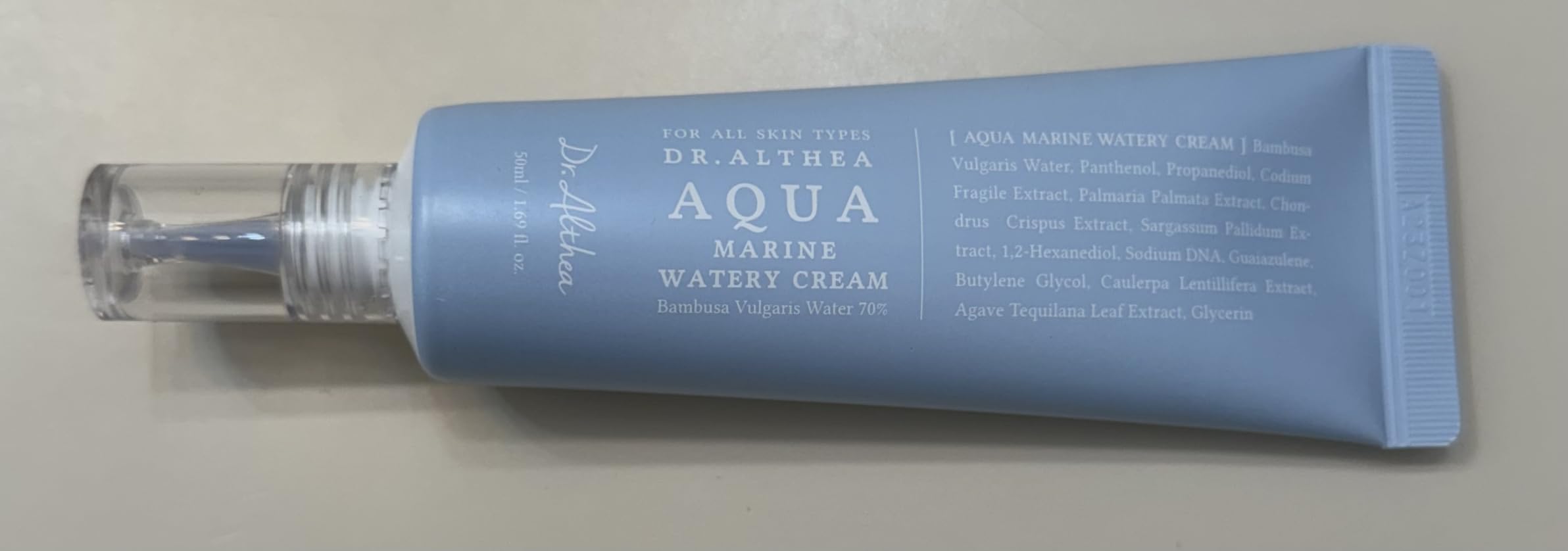 Dr.Althea Aqua Marine Watery Cream | Daily Face Moisturizer for All Skin Types | Deep Hydration Face Cream with Hyaluronic Acid | Vegan Korean Skincare, 1.69 Fl Oz