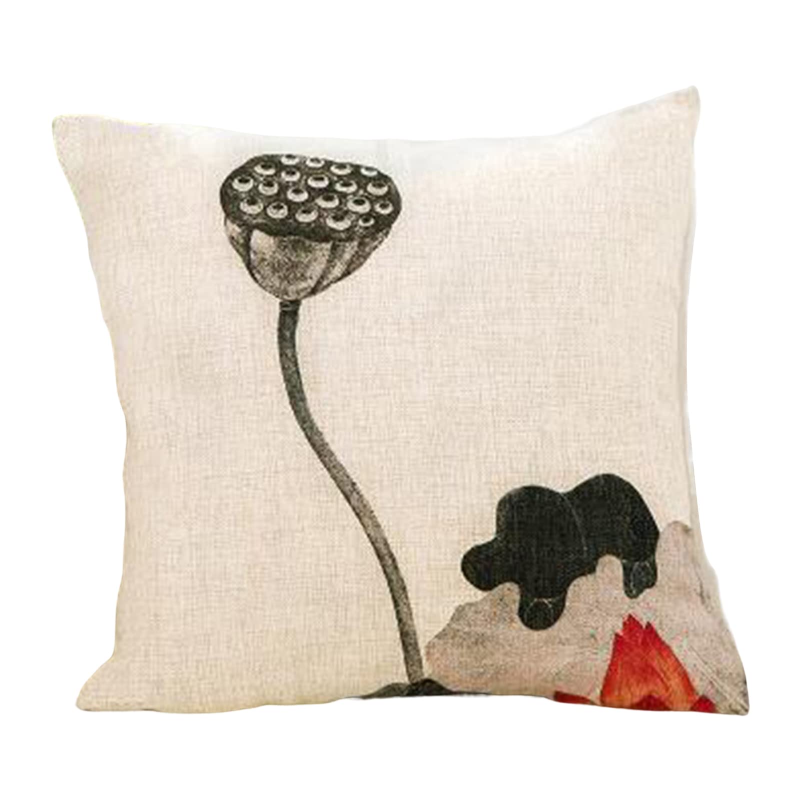 Washranp Pillow Covers Decorative Square Pillowcase Soft Cushion Case for Spring Sofa Bedroom Car, Lotus Pattern Pillow Sham for Sofa C