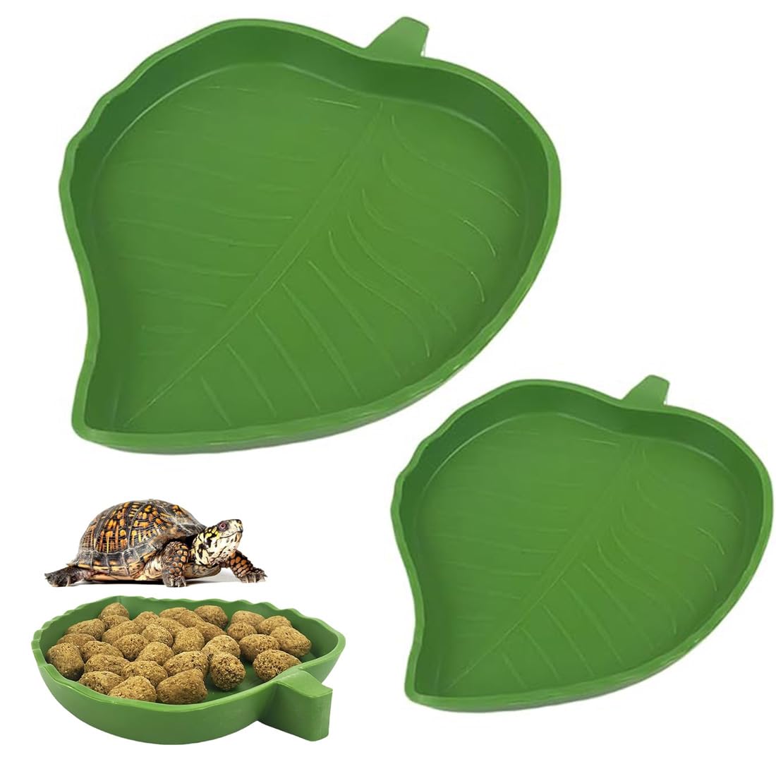 2 Piezas Bebedero Tortugas De Tierra, Antideslizante Y Fácil De Limpiar, Comedero Para Reptiles Para Caracoles, Tortugas, Lagartos (Plástico, Verde)