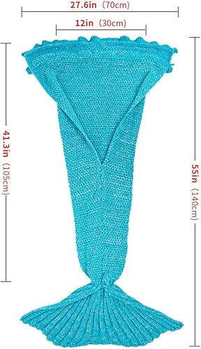 Miniatura 2 de AmyHomie Manta de cola de sirena, manta de sirena para adultos, suave y cómoda de ganchillo para todas las estaciones, manta para dormir para