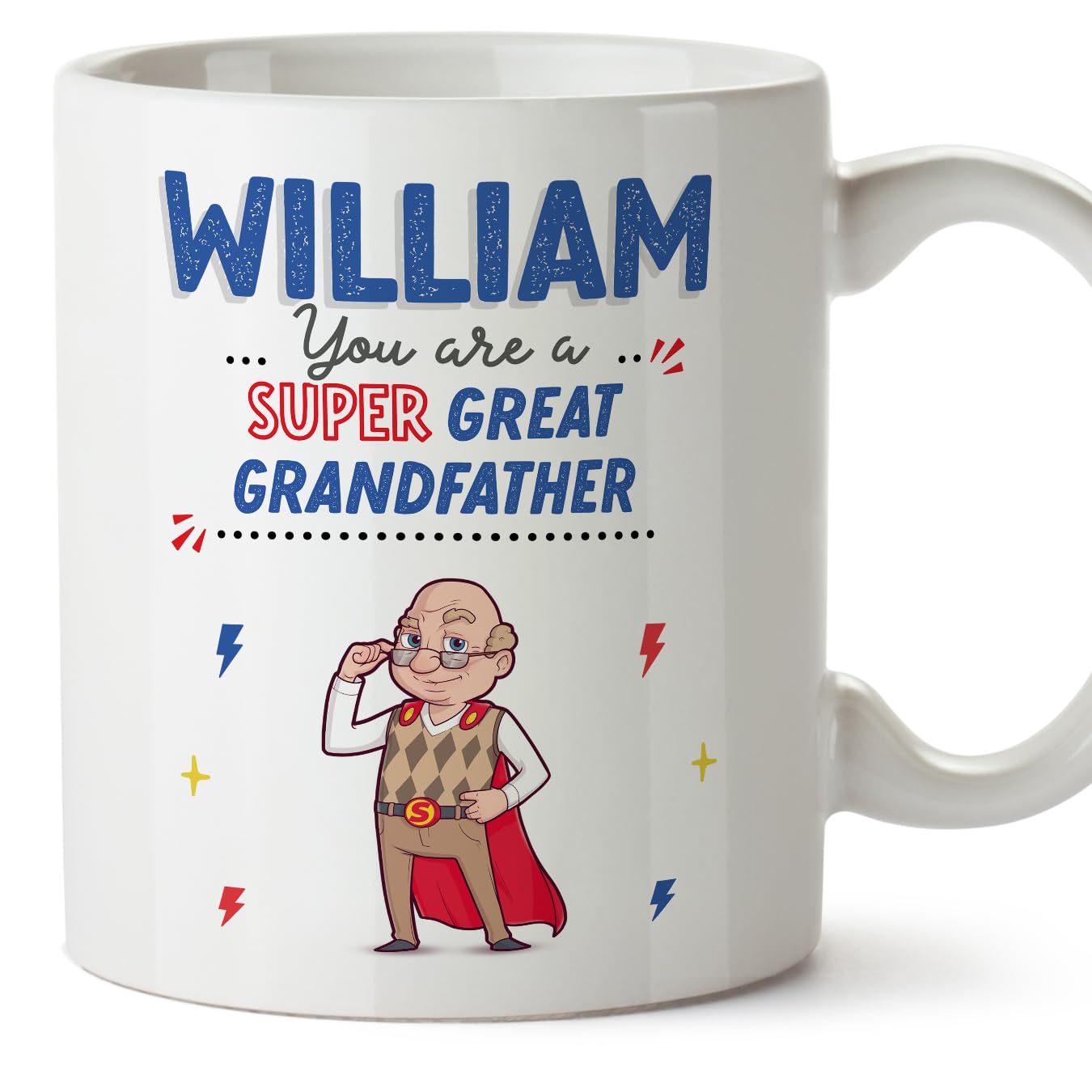 MUGFFINS Personalised Mug for Great Grandfather/Great Grandpa - in English - You are Super! - Funny Custom Gift - Ceramic 11oz Mug