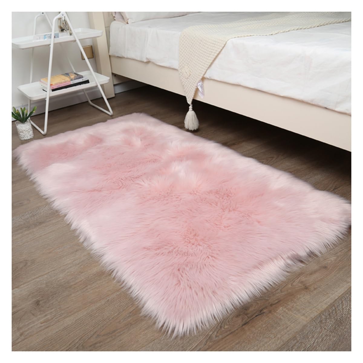 Tapis à poils longs rose 100x200 cm tapis de salon moderne et doux