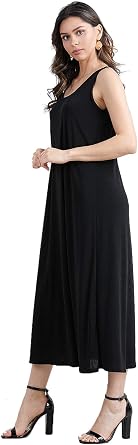 Jostar Women's Tank Long Dress Sleeveless Scoop Neck Casual Swing Flowy T Shirt One Piece