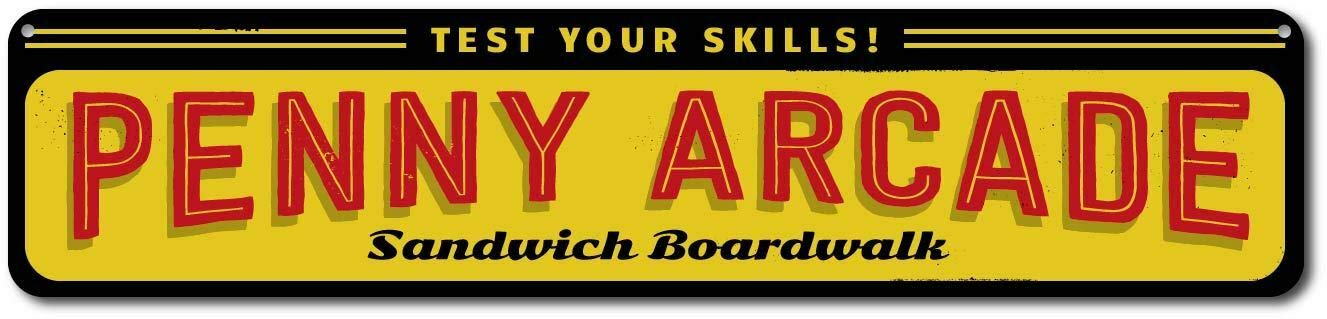 TammieLove Personalized Penny Arcade Boardwalk Beach House Sign 829 Metal Signs 40x10 cm
