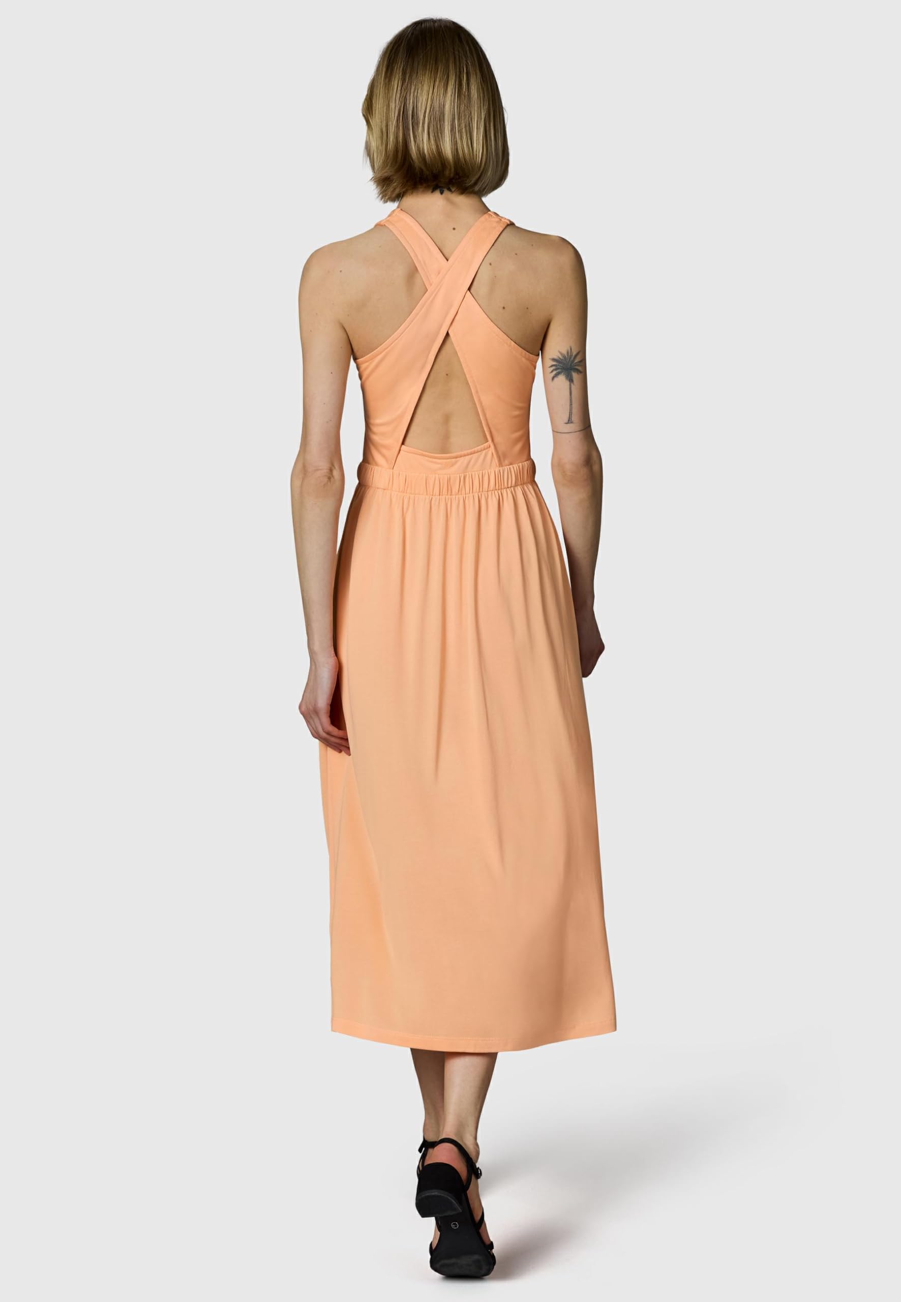 Ragwear Damen festliches Sommerkleid leichtes Midikleid mit hinten gekreuzten Trägern und Taillenzugband Mauglia YOUMODO XS-XXL