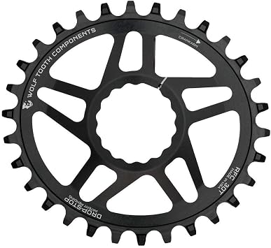 Wolf Tooth Elliptical Direct Mount Chainring - 32t, RaceFace/Easton CINCH Direct Mount, Drop-Stop, For Boost Cranks, 3mm Offset, Black