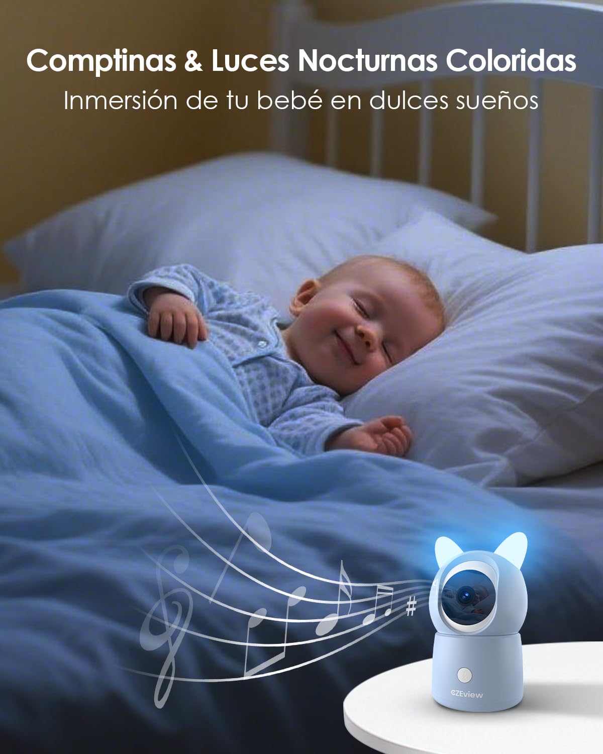 CZEview 2.5K 4MP Camara Vigilancia Bebe con App Movil, 5.5" IPS Gran Pantalla, 360°, Monitorización & Alertas en Tiempo Real, Visión Nocturna (Azul con 2 Cámaras)