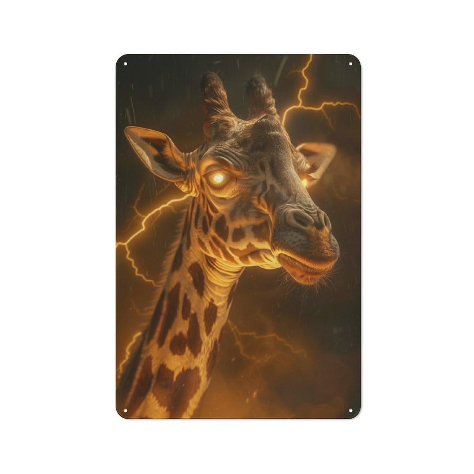 Junmoney Scary Fantasy Giraffe Modern Retro Metal Wall Art Sign 30X20cm Featuring Urban Room Decor For Workspace, Cafe, Hallway Or Garage