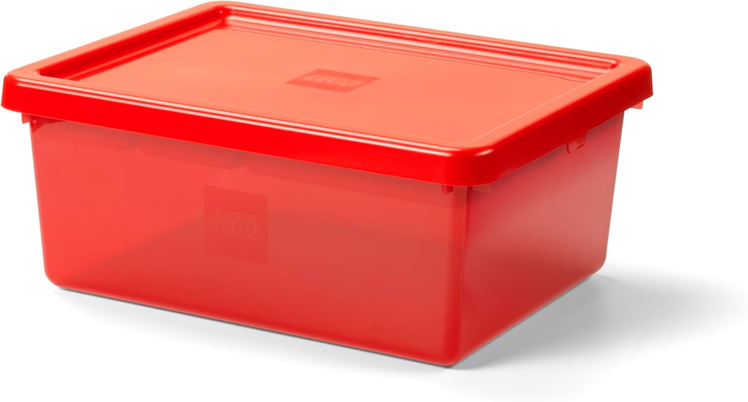 LEGO Sort & Store Medium Red – 17.7L Durable Polypropylene Organizer with Removable Dividers for Bricks, Mini-Figures & Accessories