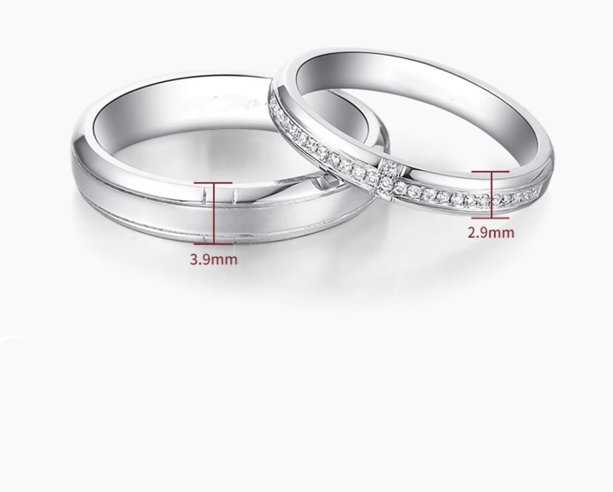 Alianzas de oro blanco con diamantes, simples anillos de boda de oro real para mujer
