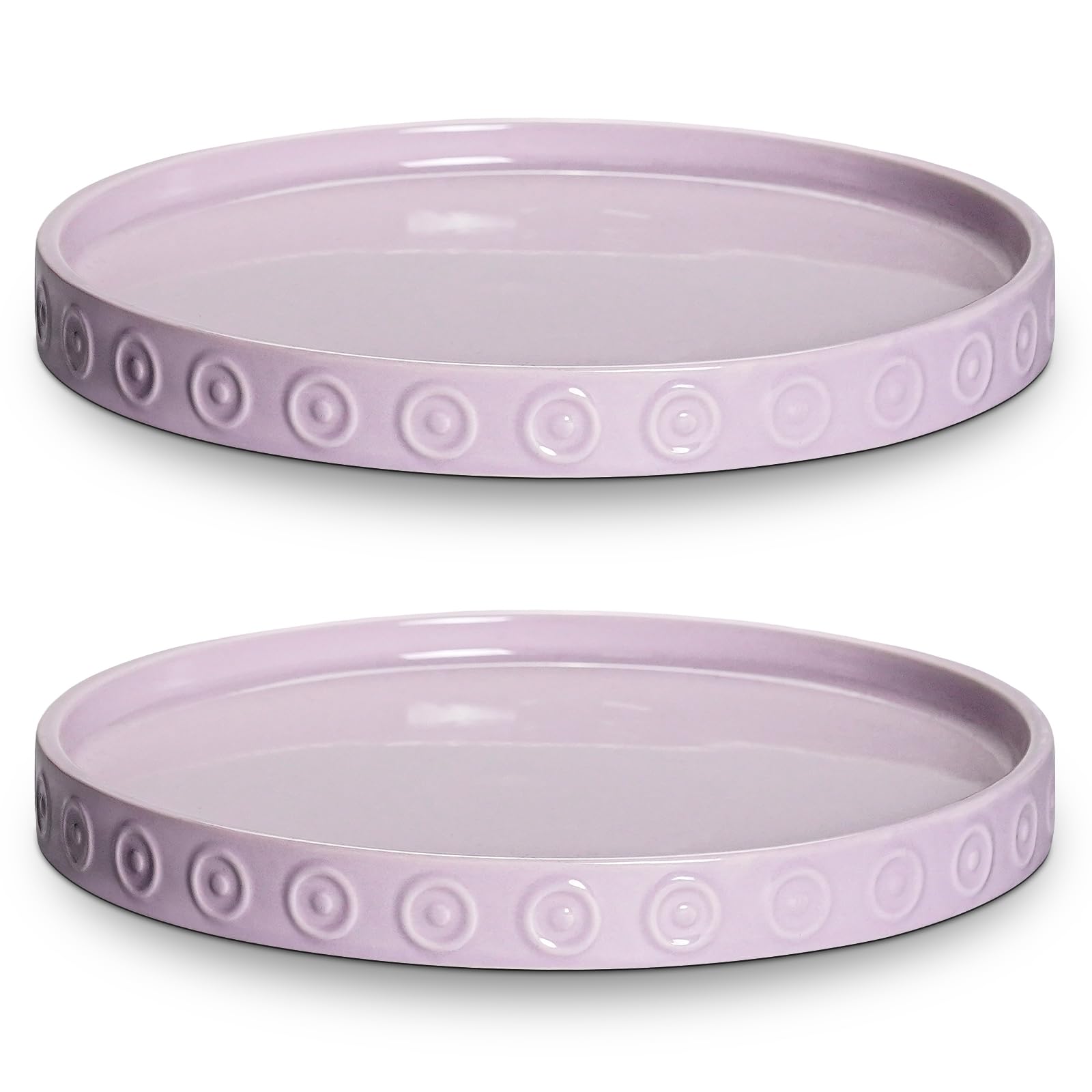 Eightpot Ceramic Plant Saucer 5.6 Inch, 2 Pack Plant Water Catcher Tray, Round Flower Pot Saucers for Indoor, Modern Plants Plates to Catch Water, Decorative Plants Dishes to Catch Water, Purple