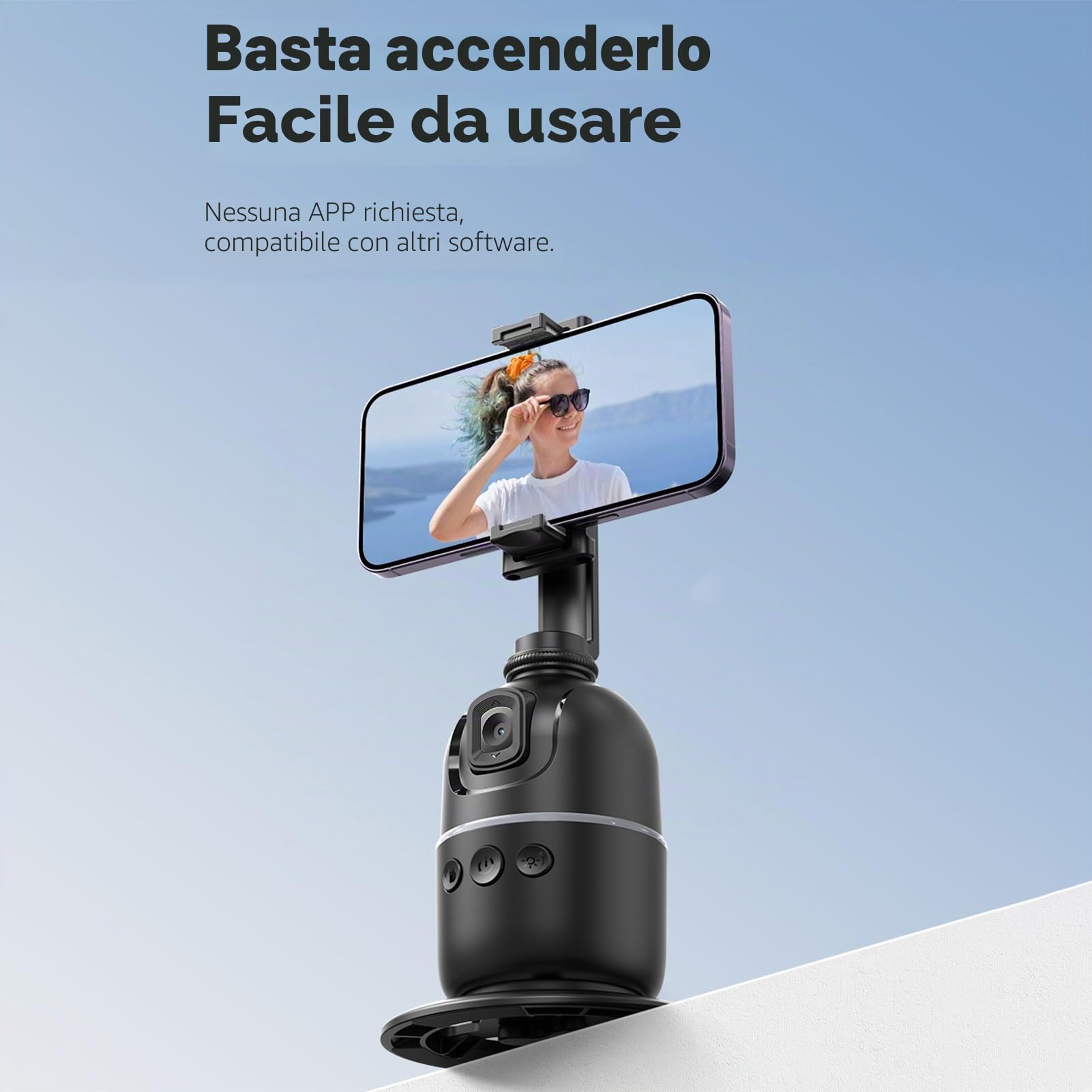 Andoer 360 ° Auto Face Tracking Gimbal con Morsetto Telefonico per Vlog e Live Streaming