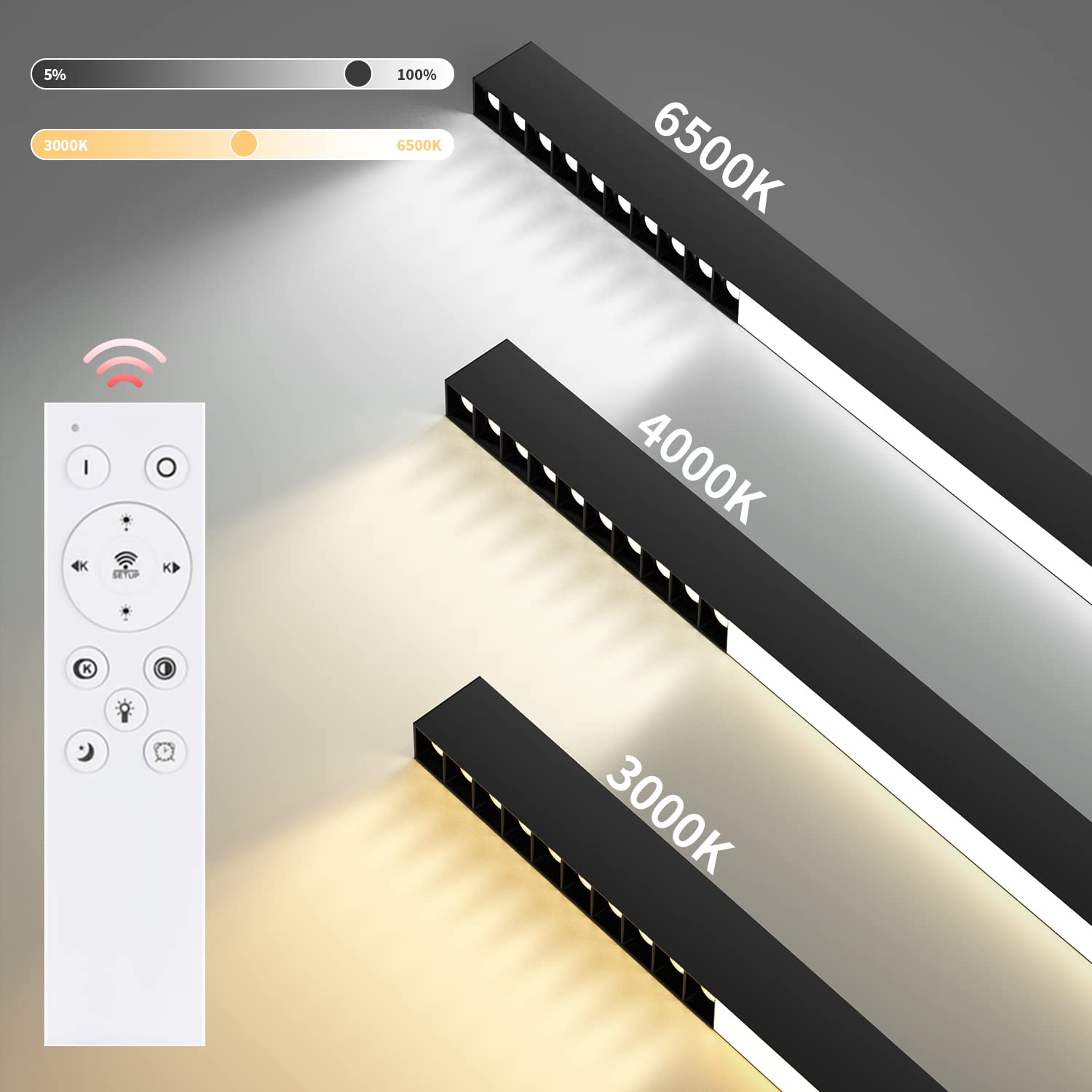 Glitzerlife LED 107cm Czarny Panel Oświetlenie Sufitowe do Salonu i | Sypialni 32W Moderne Wydajne Zdalne Zmienne Światło Idealne dla Małych