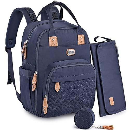 Dikaslon - Mochila para pañales con cambiador portátil, funda para chupete y correas para cochecito, bolsas de bebé unisex grandes para niños y