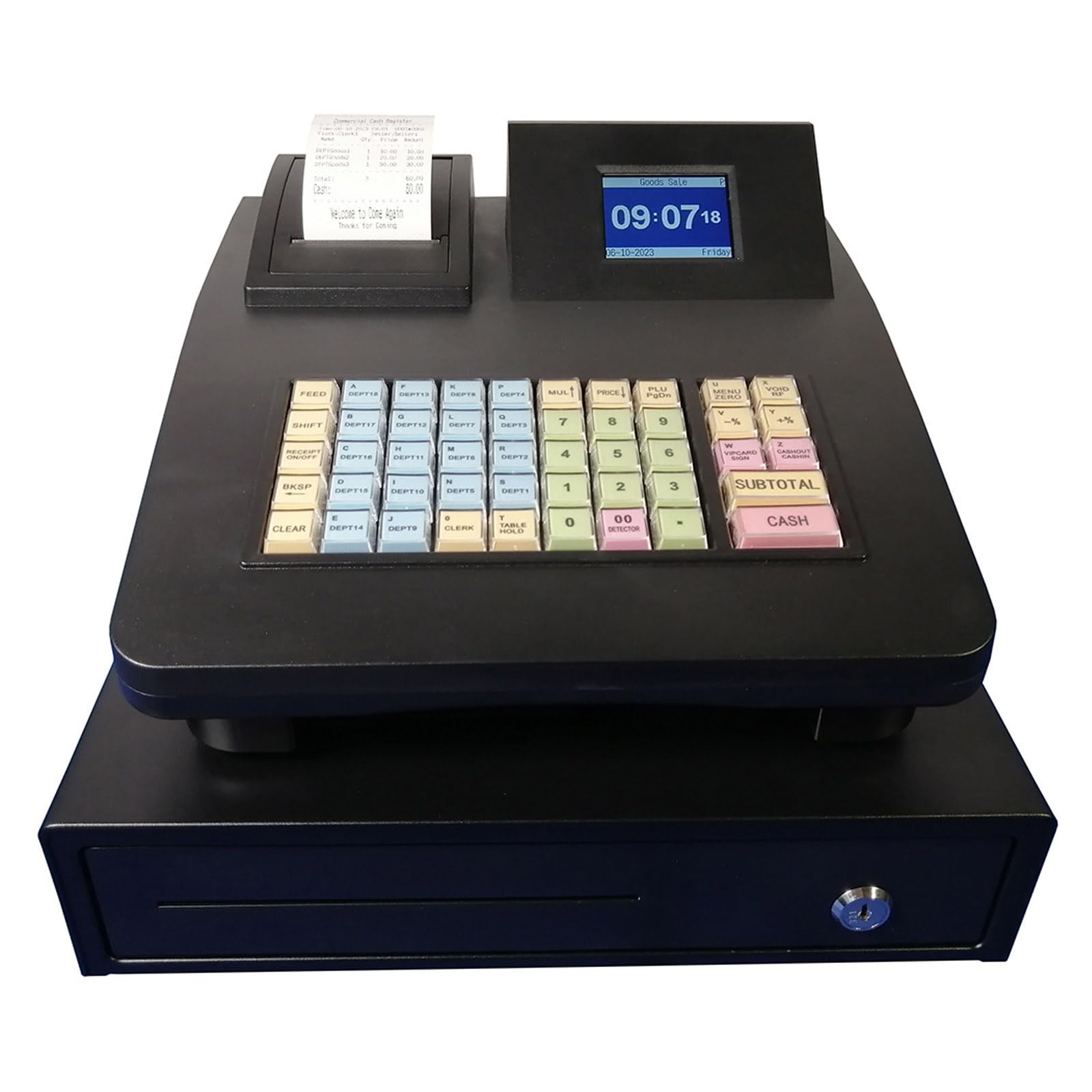 Elektroniczna kasa fiskalna z 48 klawiszami, z 8 cyfrowymi wyświetlaczami, drukarka termiczna 58 mm, system angielski, dla małych firm, handlu detalicznego, restauracji (bez szuflady na gotówkę)