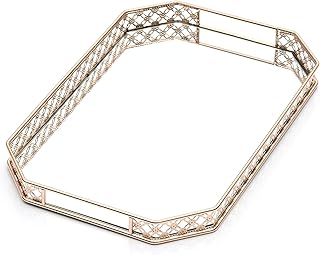 Gold Mirror Tray, Gold Vanity Tray, Perfume Tray for Dresser, Vanity Trays for Bathroom and Home Decor, 14 x 9 x 1.2 inches
