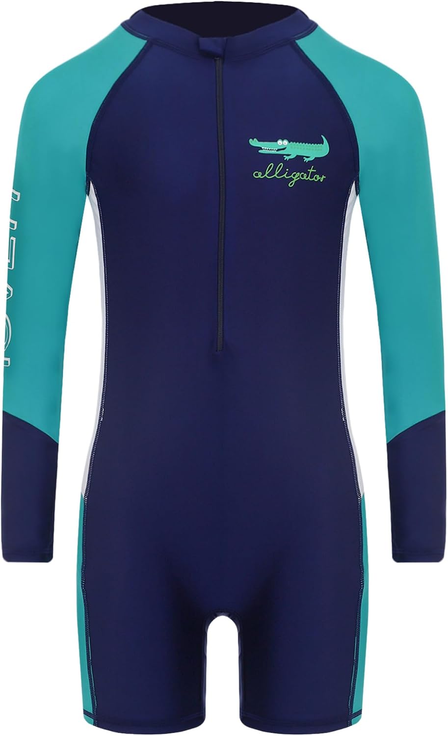 Boy Long Sleeve Swimsuit – Color Block UPF 50+ Front Zip