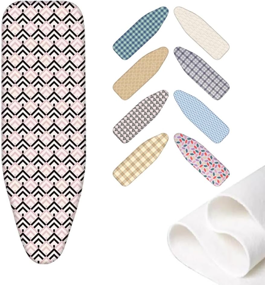 Replacement Iron Board Cover with Padding 36x12 39x13 43x13 48x15inch Cotton Ironing Board Cover and Pad Universal Ironing Board Cover(Pink,39x13in(100x33cm))