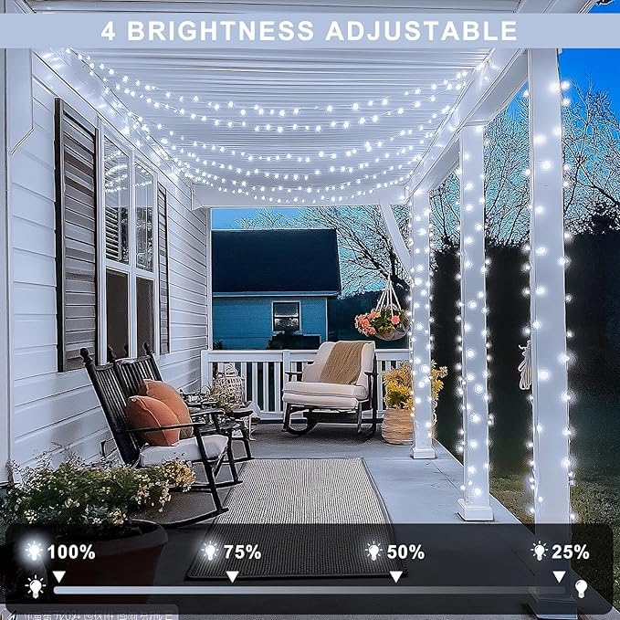 JMEXSUSS 168ft 600 LED String Lights Indoor Outdoor,White Christmas Lights with Waterproof,8 Modes Clear Wire Fairy Light for Christmas Tree Bedroom Garden Home and Holiday Decor - Image 2
