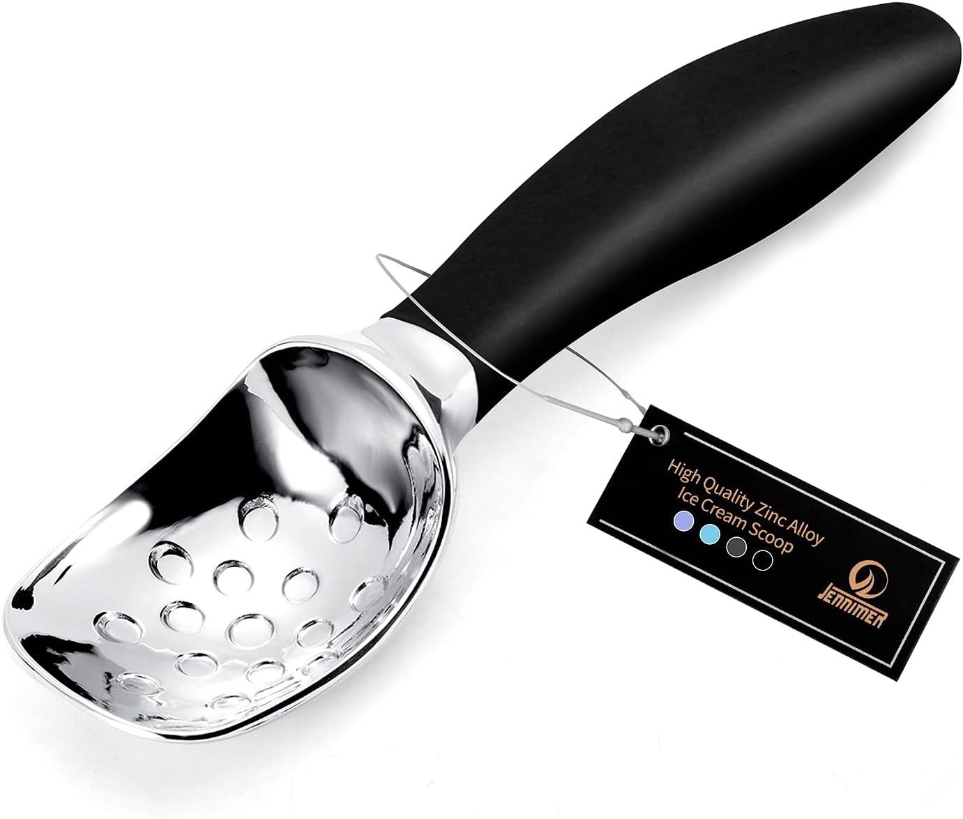 JENNIMER Ice Cream Scoop with Silica Gel Handle, Large Professional Commercial Ice Spoon Anti-Skid and Anti Freezing