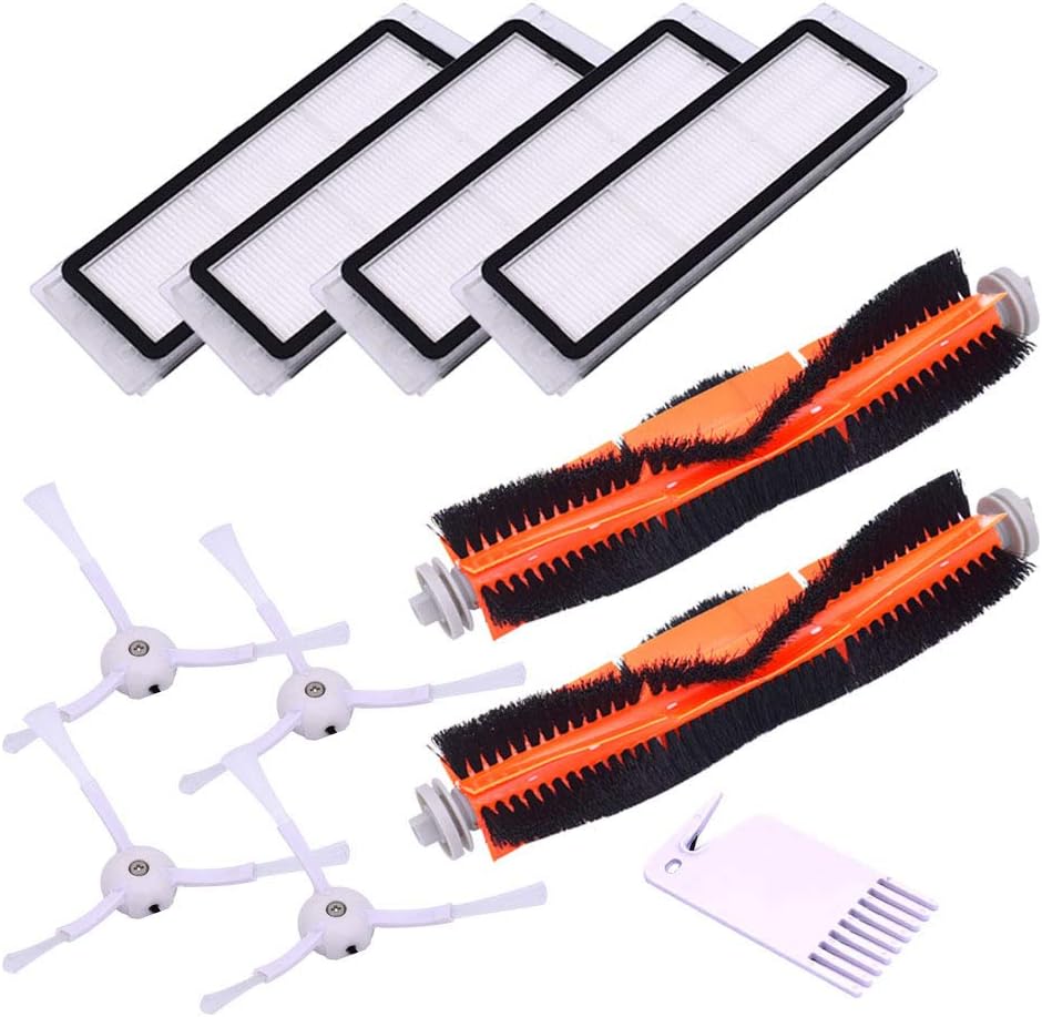 Replacement Accessories Kit Compatible with Roborock S6 S6 Pure S5 S5 Max S4 E4 E20 E25 E35 C10 S50 Robot Vacuum Parts with 2 Main Brush 4 Filter 4 Side Brush 1 Cleaning Tool