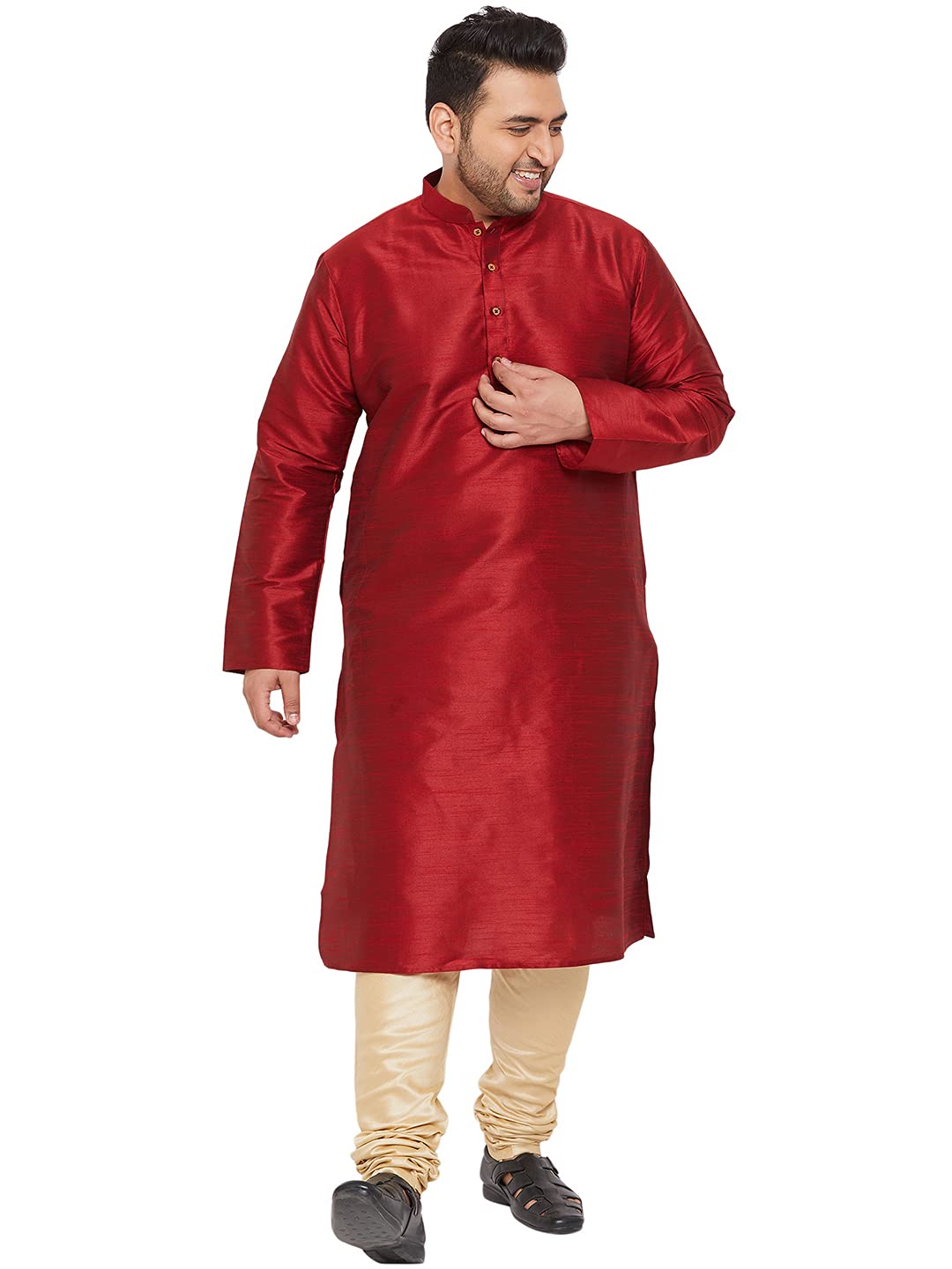 vastramay Plus Size Men's Silk Blend Kurta Set-New-picture-24