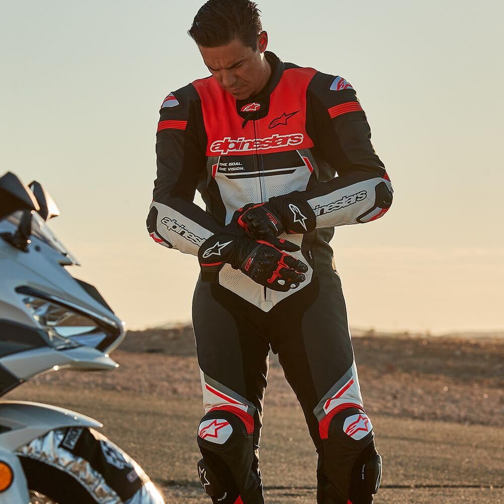 Alpinestars Celer V3 Guantes Cortos de Moto de Cuero, Guantes Deportivos, Talla M | Insertos elásticos