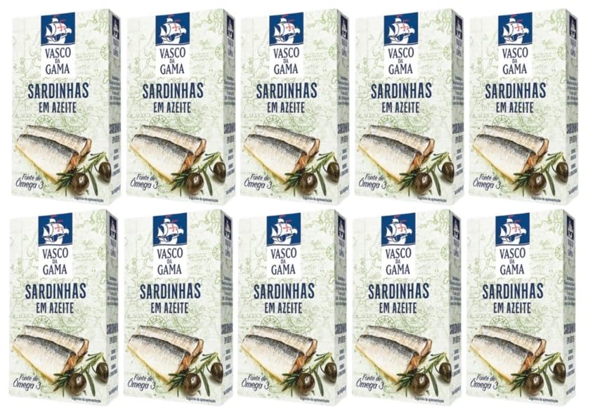 Vasco da Gama Portugiesische Sardinen in Olivenöl 10 x 120 g - Hohes Omega-3-Gehalt/Portugal
