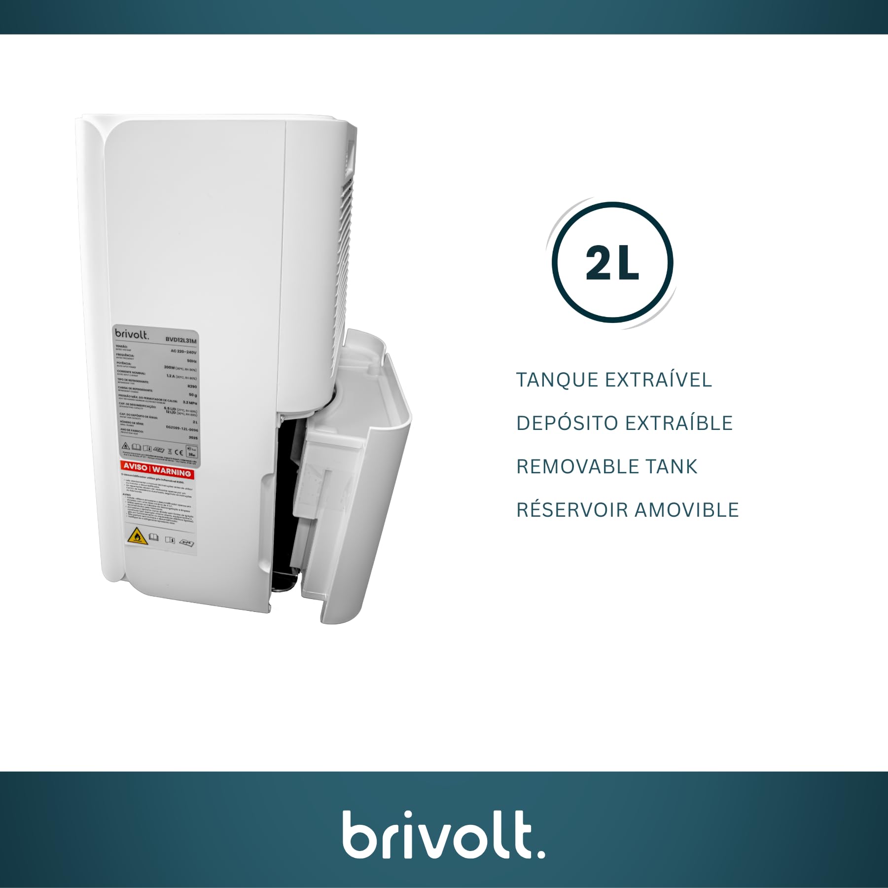 Deshumidificador brivolt. 12l 200w R290