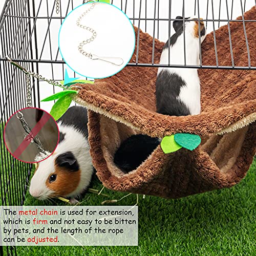 Orzechko Small Animal Hammock - Hanging Hammock & Tunnel Hideout For Guineapig Hamster Parrot Rat Chinchilla - Warm Swing Plush Cage Bed Washable Pet Hammock With 5.9" Chian #TOP5
