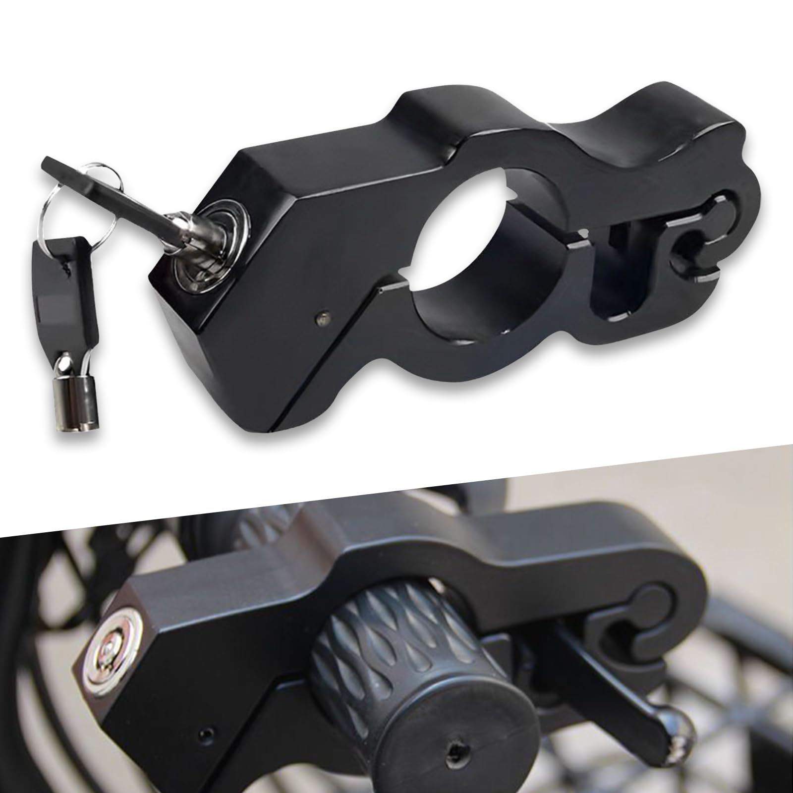 1 PC Motorcycle Handlebar Brake Lock, 5.32" x 2.36" Alloy Anti-Theft Waterproof Rust-Proof Roller Pin Lock Handlebar Lock, Quick Installation Accessories, for Motorcycles, Bicycles (Black)