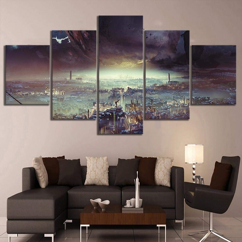5 Piece Wall Painting Destiny 2 Game Poster Lost Cityscape HD