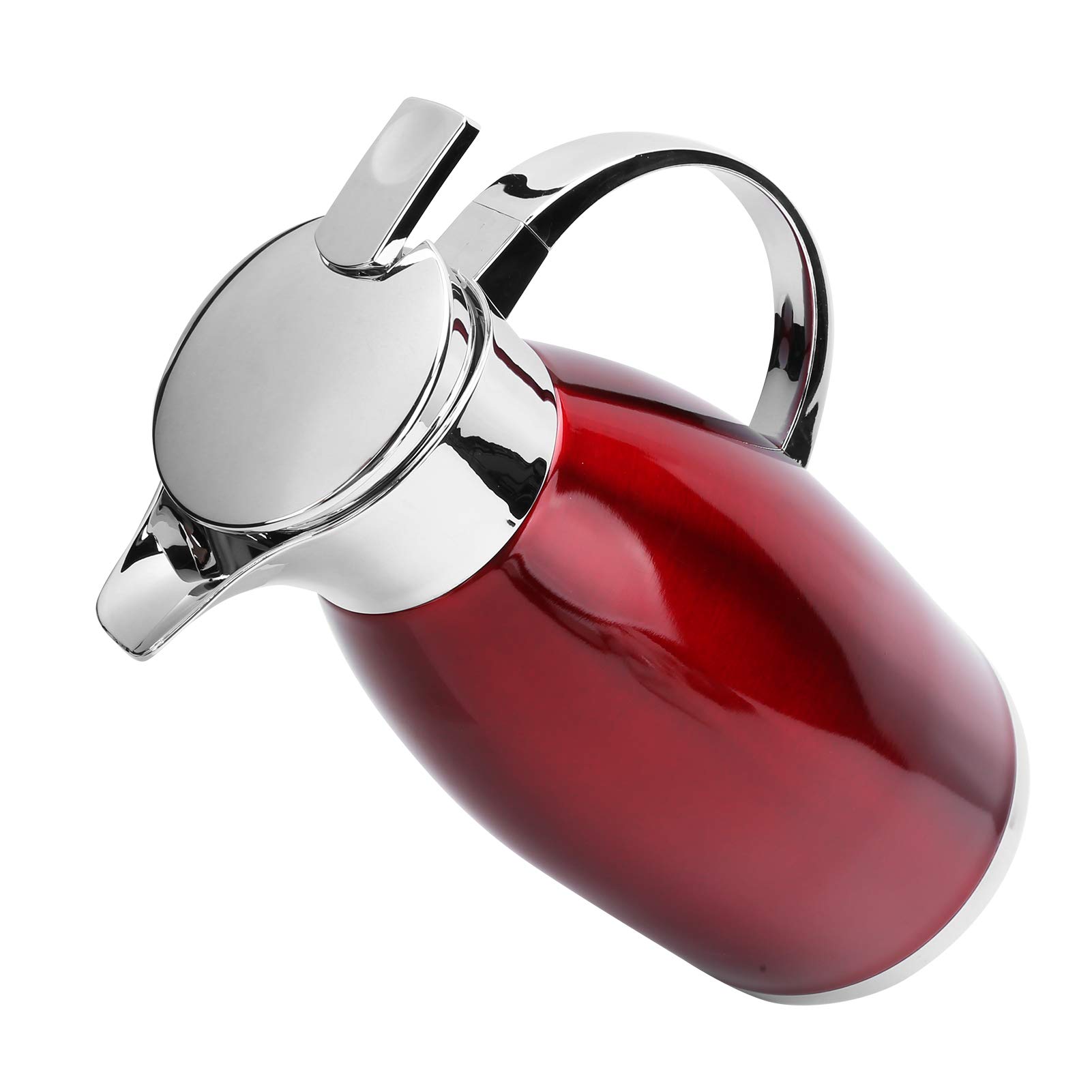 Nikou Jarra térmica de 2 L, doble pared de acero inoxidable con aislamiento al vacío para café y té, rojo, olla térmica aislada, para el hogar