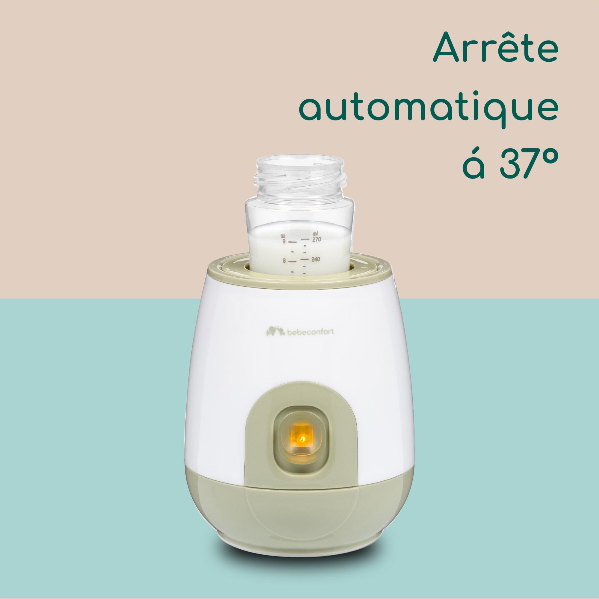 Bebeconfort Chauffe-Biberon Électrique Express pour Bébé, Chauffe-Biberon pour la Maison, Chauffage Rapide, Facile à Utiliser, Blanc et Vert