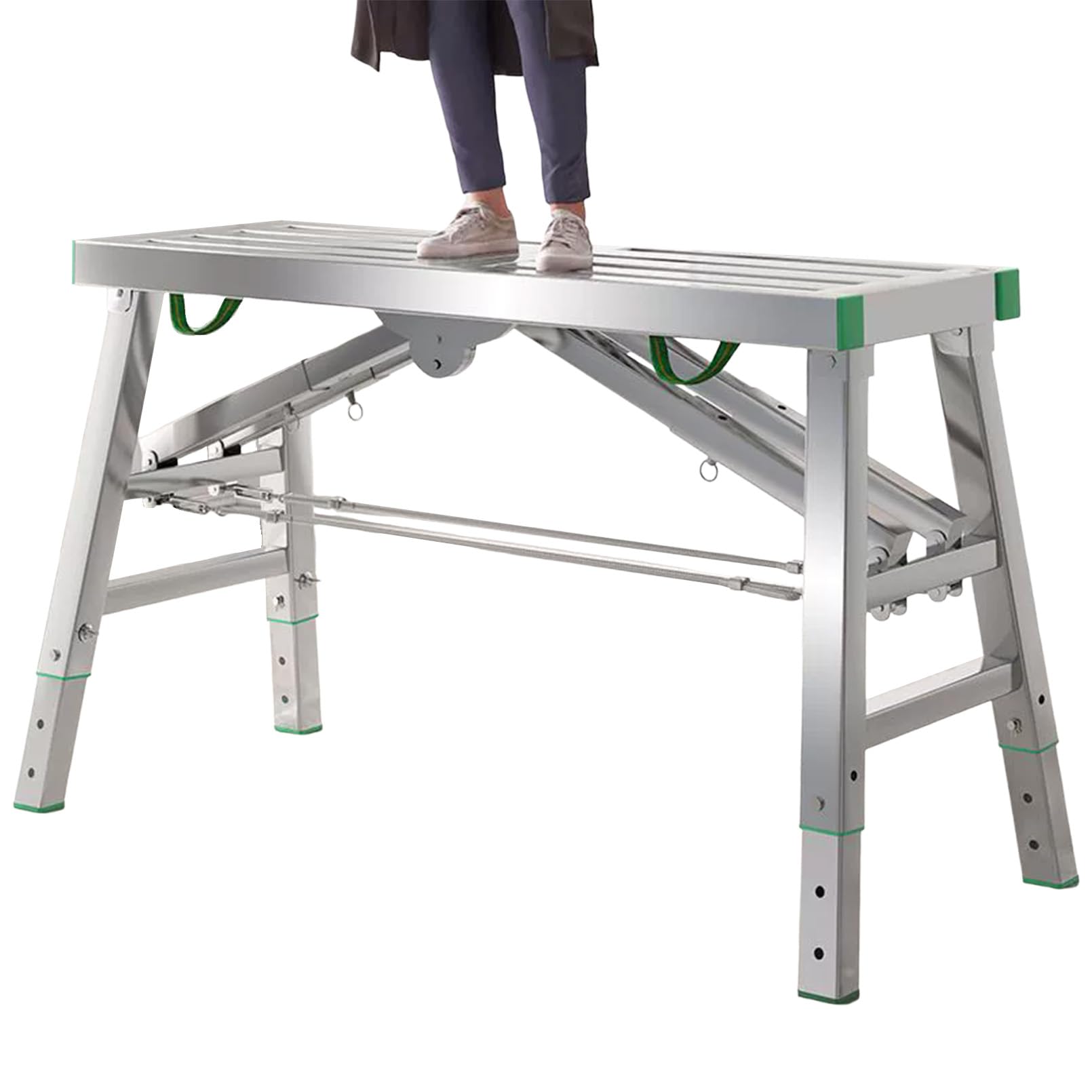 Escabeau pliable plateforme de travail d'échafaudage réglable acier 1000 LB