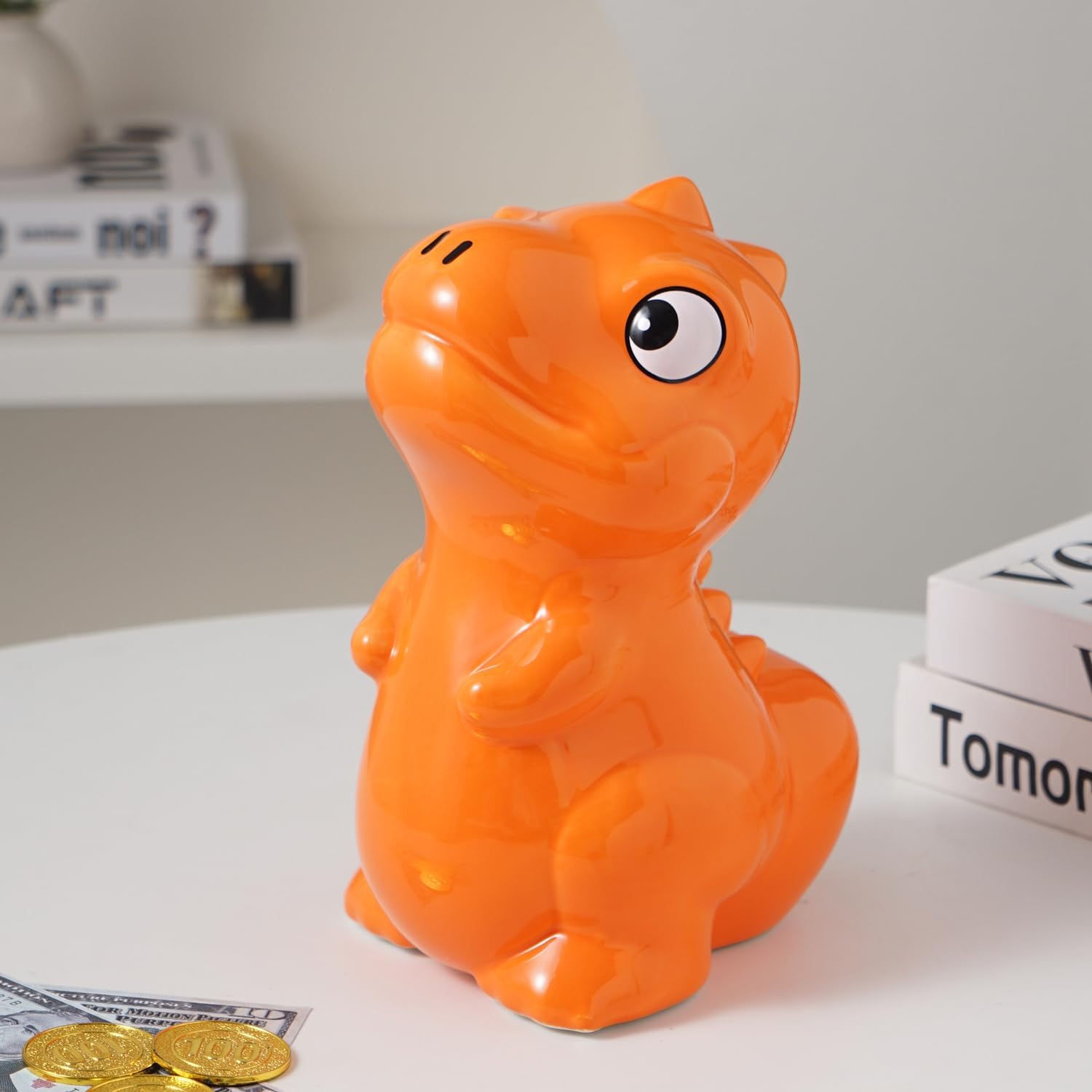Ceramic Dinosaur Piggy Bank for Boys,Coin Bank,Money Bank,Coin Jar,alcancias de Dinero para adultos,Money Saving Box,Adults Personalized Piggy Bank for Girls,Dinosaur Room Decor for Boys