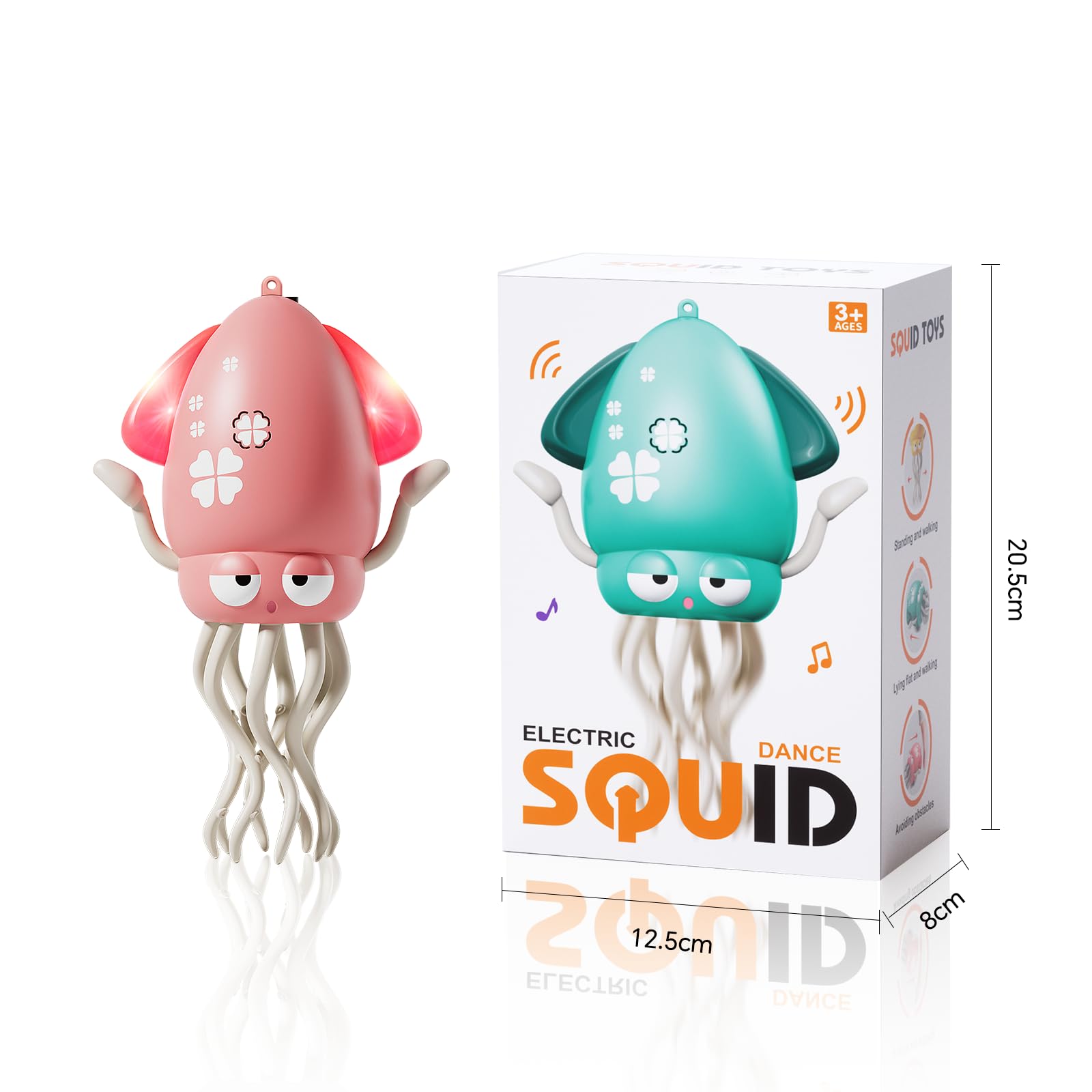 KJIXYUNG Polpo Giocattolo Danzante e strisciante con luci LED e Musica - Giocattolo interattivo Musicale oscillante Automatico - Regalo di Compleanno Divertente (Rosso)