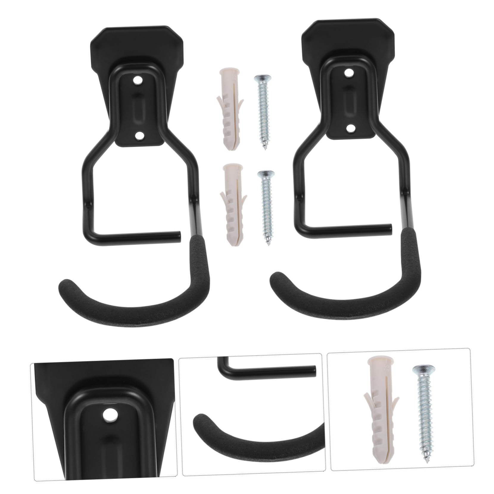 Gancho para Colgar Bicicletas Metálico Negro de Pared, 2 Piezas