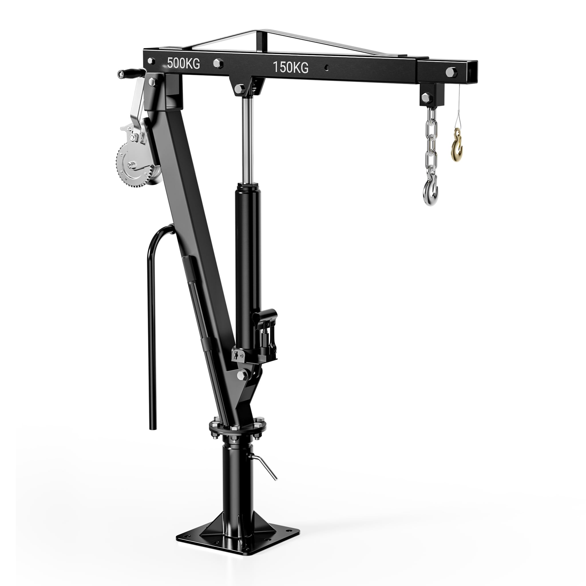Wiltec Pickup Kran Ladekran – bis 1770 mm Höhe, 500 kg Traglast, 360° Drehkranz, Seilwinde