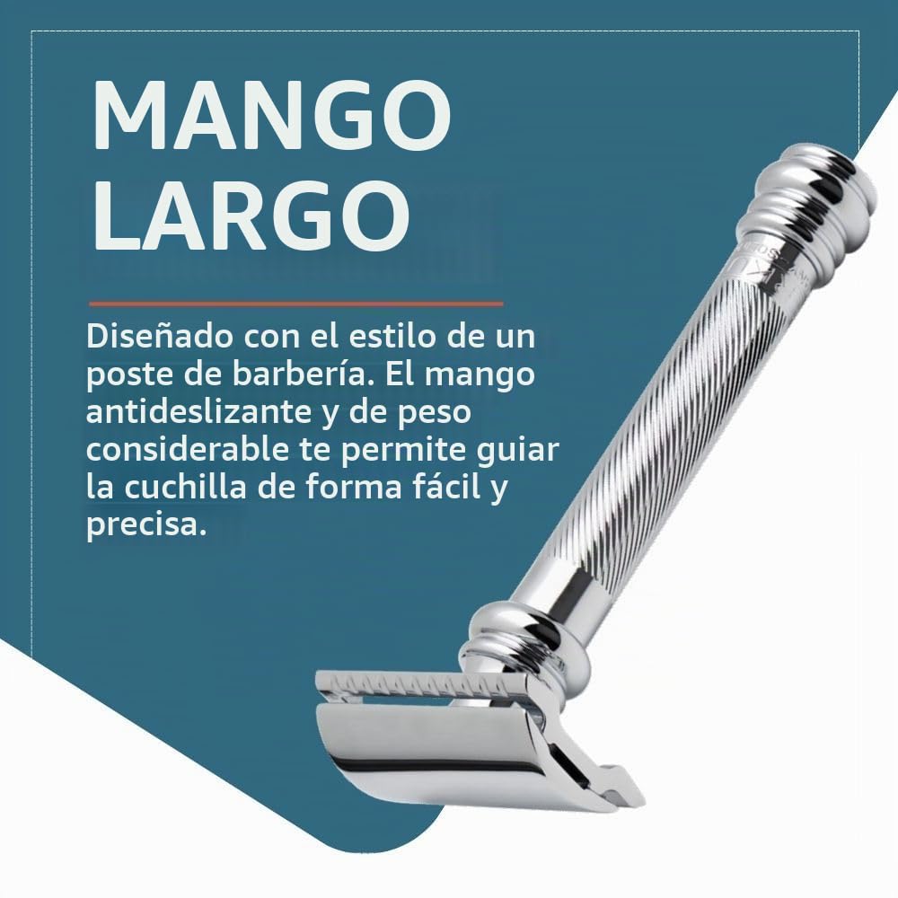 Merkur 2311 - Maquinilla de afeitar (tamao largo, mango pesado), diseo cromado