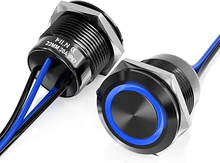 2PCS 20A 22mm Latching Push Button Switch 12V-24V DC IP67 Black Shell
