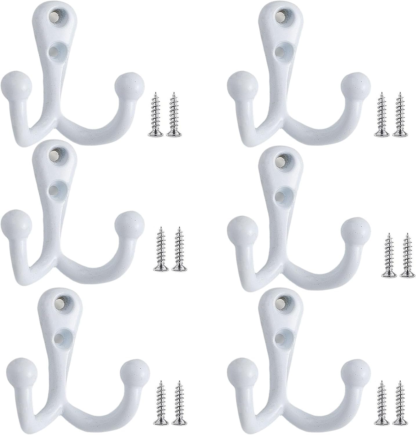 Paqwtyb White 50*50Mm Hooks, 6 Pack Zinc Alloy Mural Hook Retro Coat